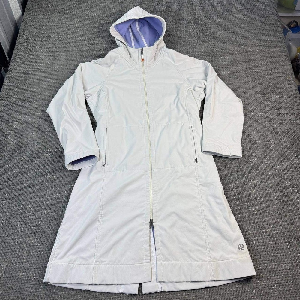 Lululemon Long Hooded Jacket Womens M Gray Purple Full Zip Parka B105-24-001